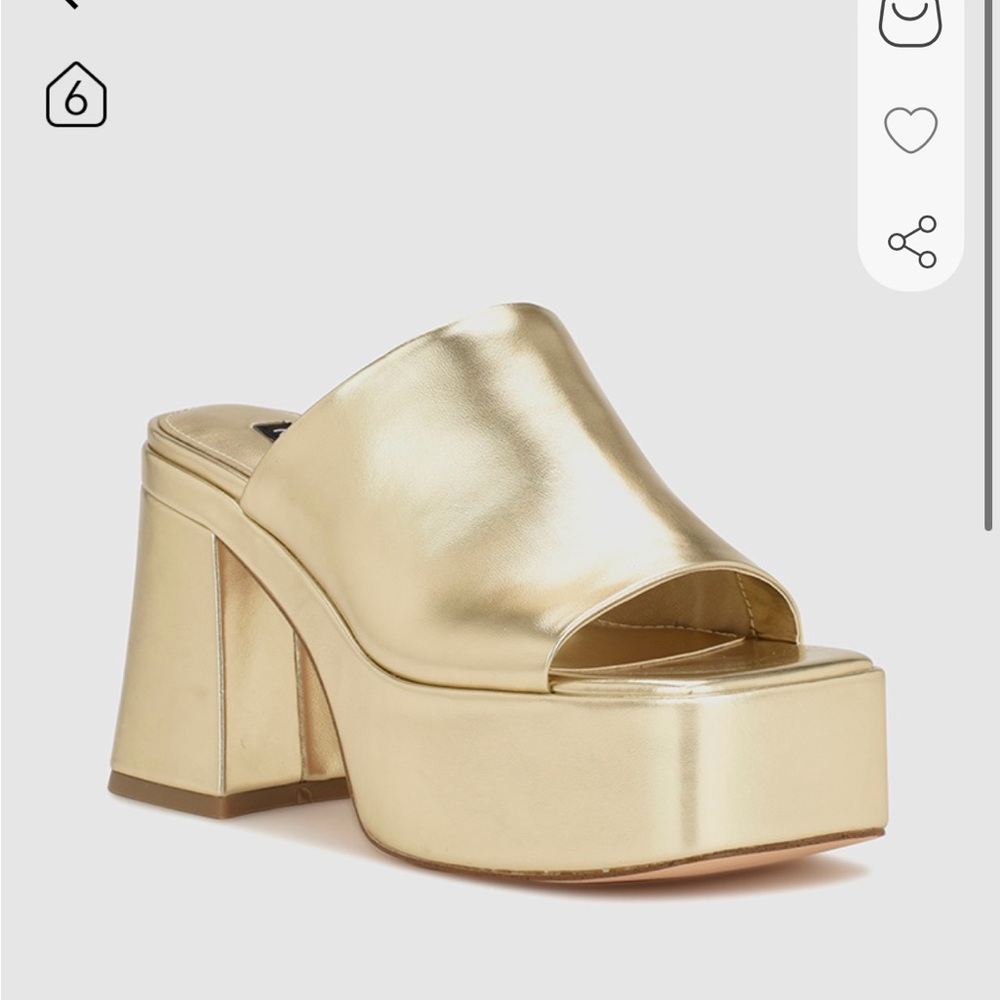 Nine West DANZI Platform Mules in Gold